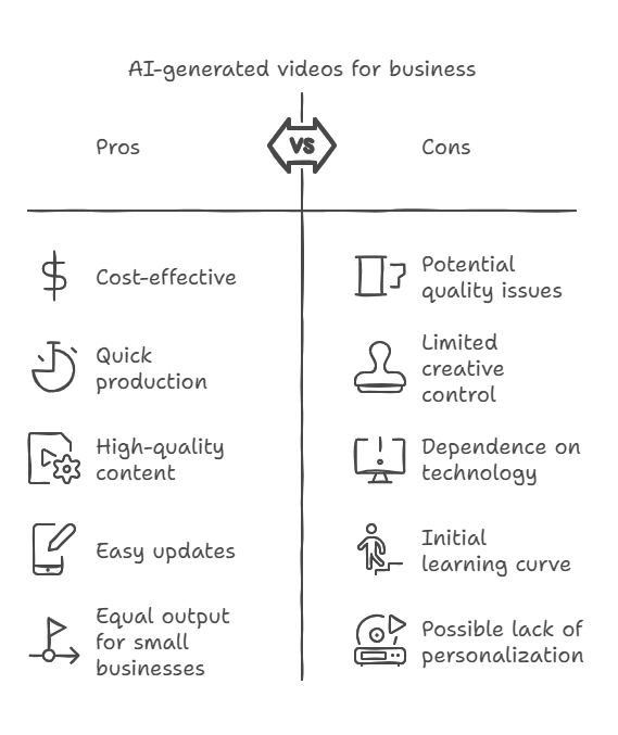 AI-generated videos allow businesses to create professional content quickly and affordably.